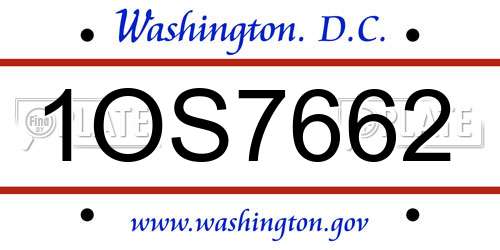 1OS7662 District Of Columbia License Plate