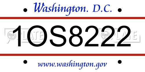 1OS8222 District Of Columbia License Plate