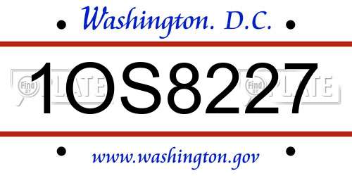 1OS8227 District Of Columbia License Plate