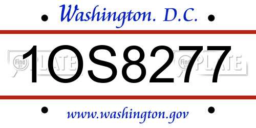 1OS8277 District Of Columbia License Plate