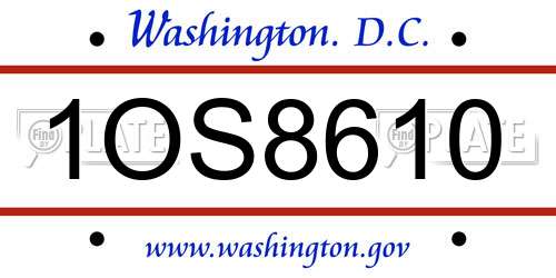 1OS8610 District Of Columbia License Plate