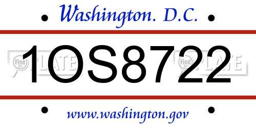 1OS8722 District Of Columbia License Plate