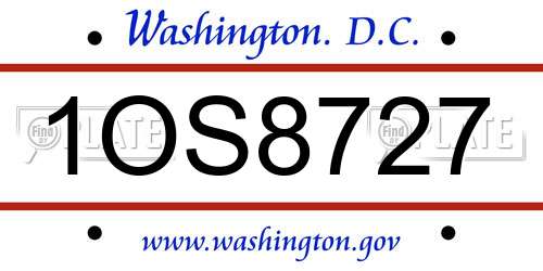 1OS8727 District Of Columbia License Plate