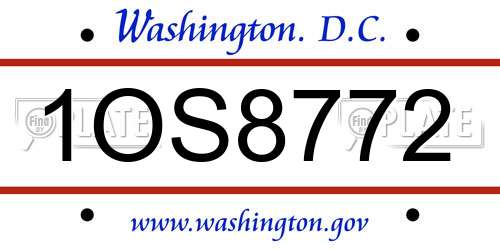 1OS8772 District Of Columbia License Plate