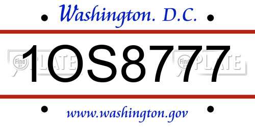 1OS8777 District Of Columbia License Plate