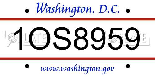 1OS8959 District Of Columbia License Plate