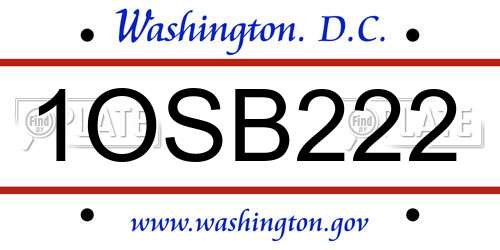 1OSB222 District Of Columbia License Plate