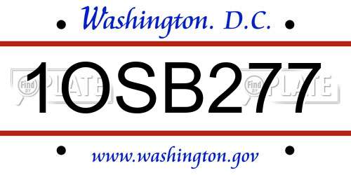 1OSB277 District Of Columbia License Plate