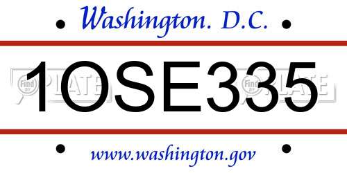 1OSE335 District Of Columbia License Plate
