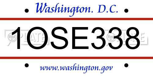 1OSE338 District Of Columbia License Plate