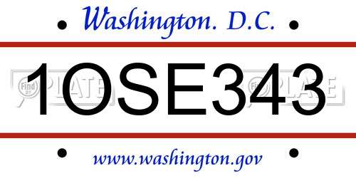 1OSE343 District Of Columbia License Plate