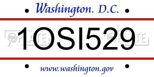 1OSI529 District Of Columbia License Plate