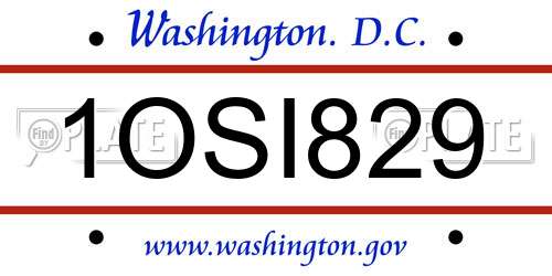 1OSI829 District Of Columbia License Plate
