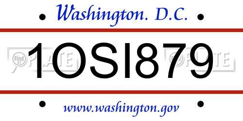 1OSI879 District Of Columbia License Plate