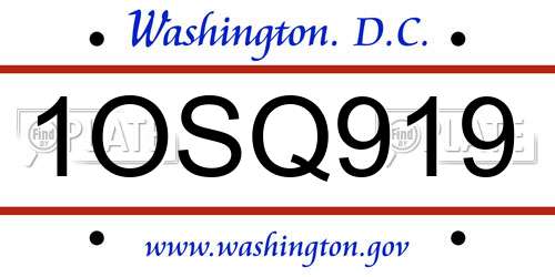 1OSQ919 District Of Columbia License Plate