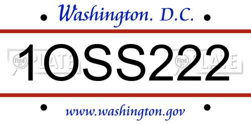 1OSS222 District Of Columbia License Plate
