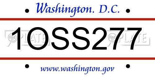 1OSS277 District Of Columbia License Plate