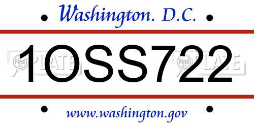 1OSS722 District Of Columbia License Plate
