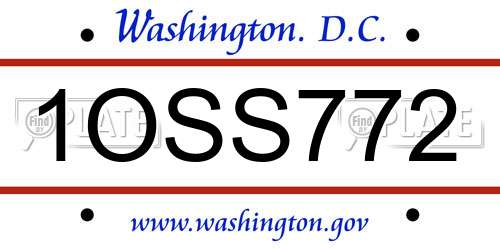 1OSS772 District Of Columbia License Plate