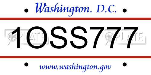 1OSS777 District Of Columbia License Plate