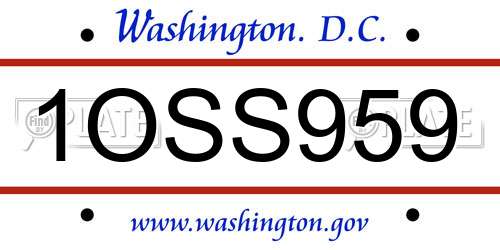 1OSS959 District Of Columbia License Plate