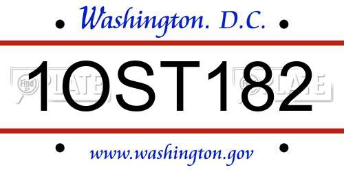 1OST182 District Of Columbia License Plate