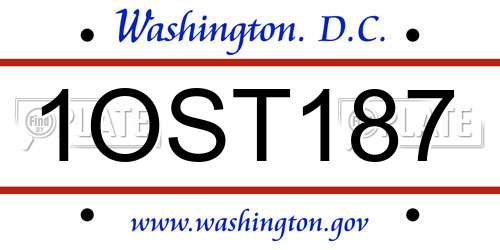 1OST187 District Of Columbia License Plate