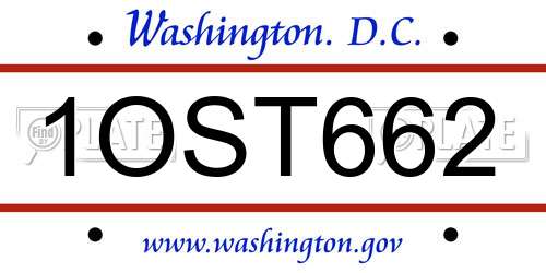 1OST662 District Of Columbia License Plate