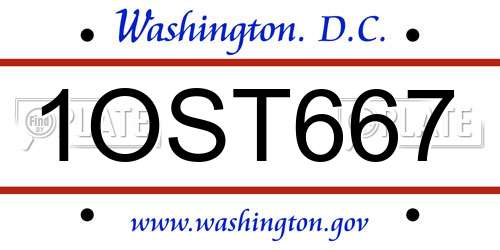 1OST667 District Of Columbia License Plate