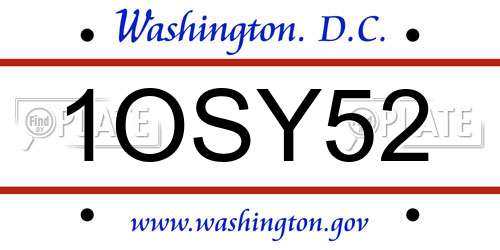 1OSY52 District Of Columbia License Plate