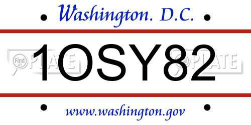 1OSY82 District Of Columbia License Plate