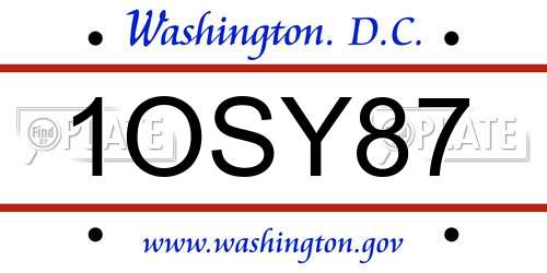 1OSY87 District Of Columbia License Plate