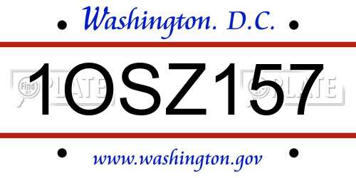 1OSZ157 District Of Columbia License Plate