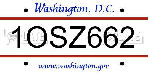 1OSZ662 District Of Columbia License Plate
