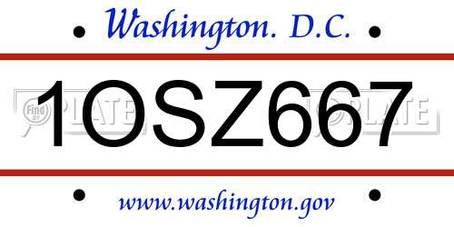 1OSZ667 District Of Columbia License Plate