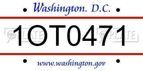 1OT0471 District Of Columbia License Plate