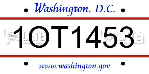 1OT1453 District Of Columbia License Plate