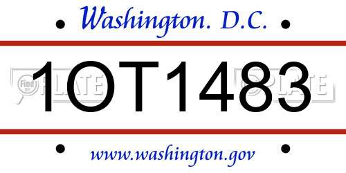 1OT1483 District Of Columbia License Plate