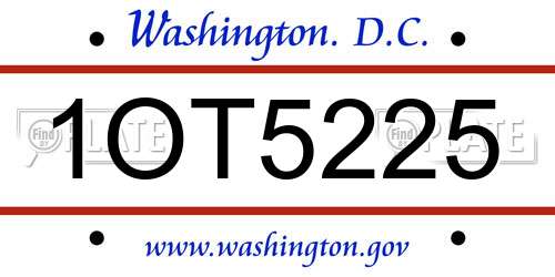 1OT5225 District Of Columbia License Plate