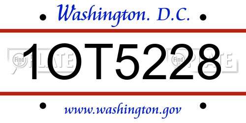 1OT5228 District Of Columbia License Plate