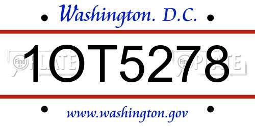 1OT5278 District Of Columbia License Plate