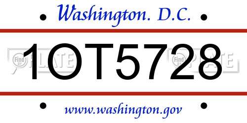 1OT5728 District Of Columbia License Plate