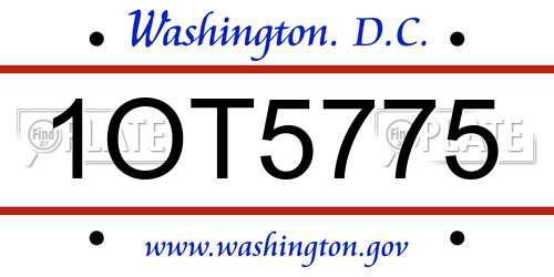 1OT5775 District Of Columbia License Plate
