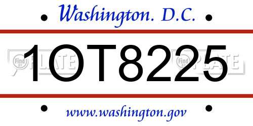 1OT8225 District Of Columbia License Plate