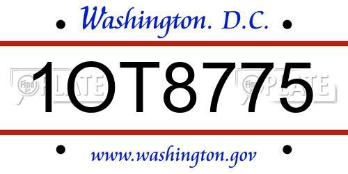 1OT8775 District Of Columbia License Plate