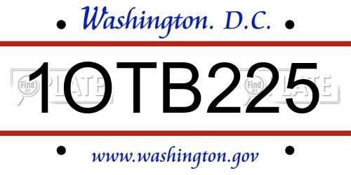 1OTB225 District Of Columbia License Plate