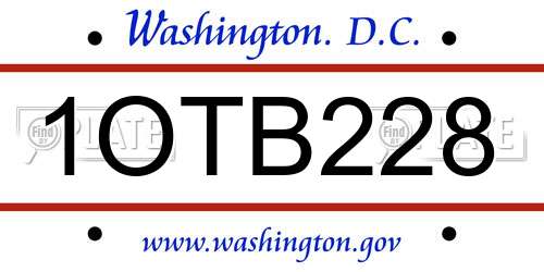 1OTB228 District Of Columbia License Plate