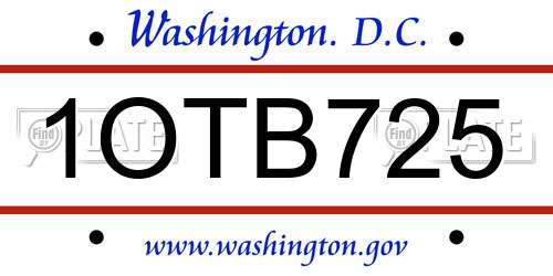 1OTB725 District Of Columbia License Plate