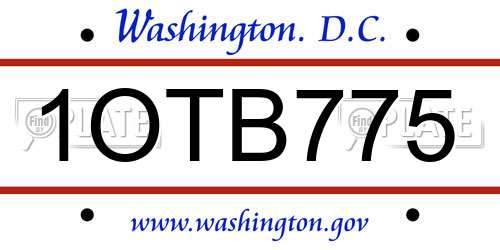 1OTB775 District Of Columbia License Plate