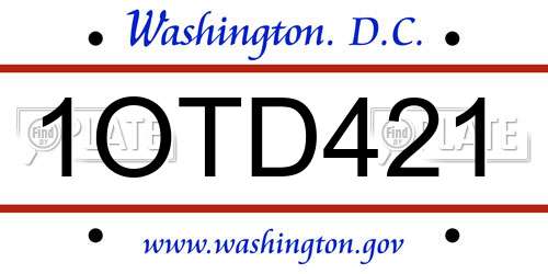 1OTD421 District Of Columbia License Plate